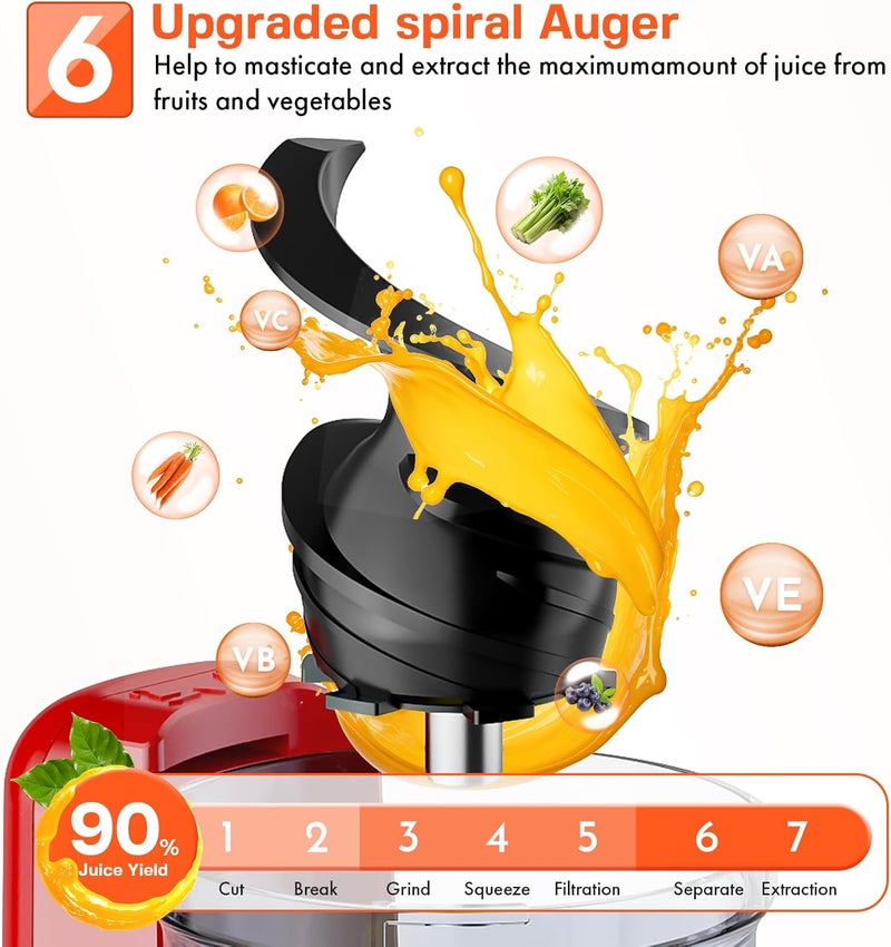 GVODE Juicer Attachment for KitchenAid, Cold Press Slow Juicer with 4.9" Large Feed Chute for Whole Fruits & Vegetables, Includes 2 * 1L Measuring Cups for KitchenAid Accessories and Attachments, Red - Image 4